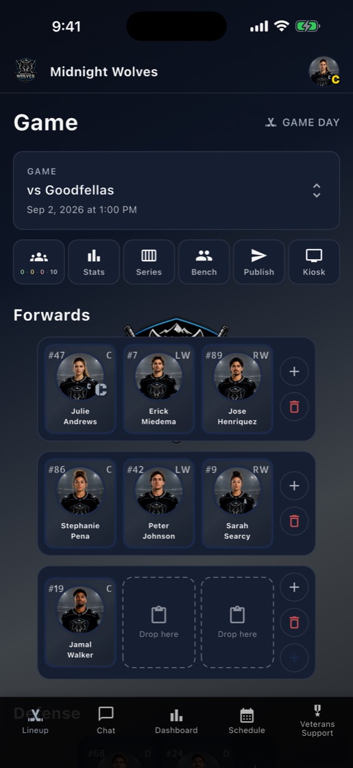 Building forward lines by dragging players into position
